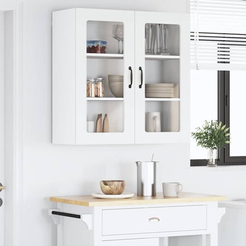  Zidni stakleni ormarić Lucca Bijela 80 x 31 x 80 cm Slike