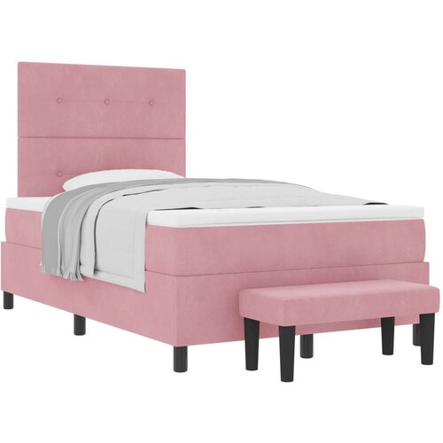 Box Spring Krevet s Madracem &amp;amp;amp Klupom Ružičasta 120x200 cm Velur Slike