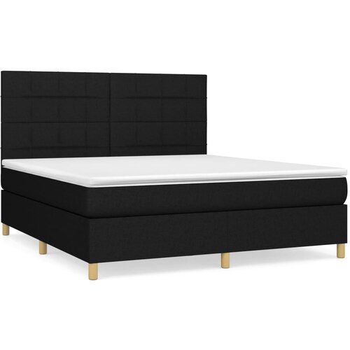 VidaXL Box spring postelja z vzmetnico črna 180x200 cm blago, (20791373) Slike