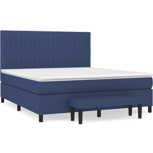 VidaXL Krevet s oprugama i madracem plavi 160x200 cm od tkanine Slike