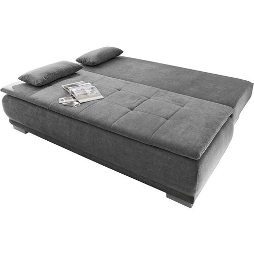 MID.YOU ZOFA S POSTELJNO FUNKCIJO, temno siva tekstil, leseni material Slike