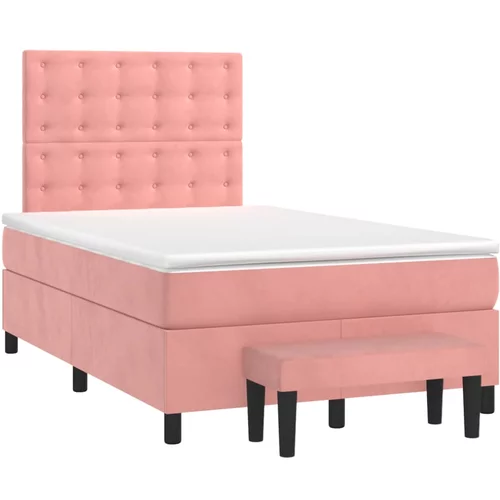 vidaXL Box spring postelja z vzmetnico roza 120x190 cm žamet, (21128905)