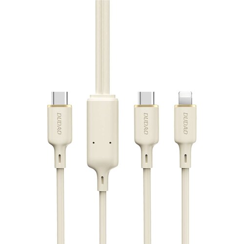 Dudao 2v1 cable ojačan kabel sr usb-c - usb-c / lightning 100W 1,2m bež, (21510605) Slike