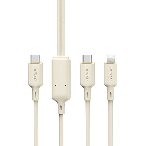 Dudao Kabel za punjenje Dudao L7SF 2u1 USB - C / USB - C / Lightning 100W 1,2m - Bež KP41394 Slike