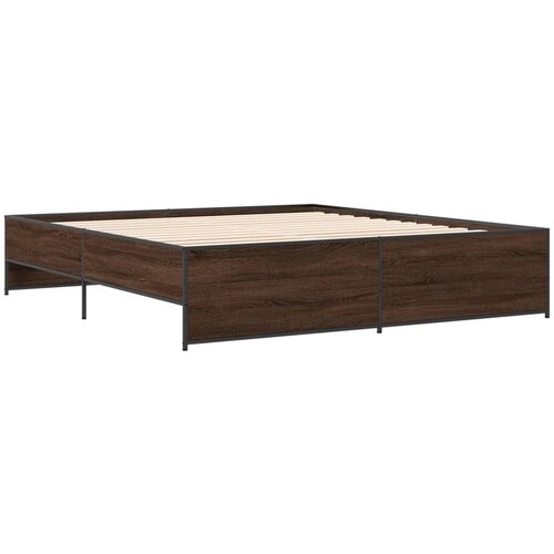 VidaXL Okvir za krevet smeđi hrast 200x200cm konstruirano drvo i metal Slike