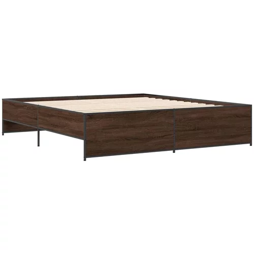 vidaXL Okvir za krevet smeđi hrast 200x200cm konstruirano drvo i metal