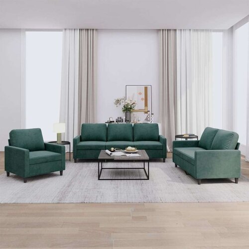  3-dijelni set sofa s jastucima tamnozeleni baršunasti Cijene