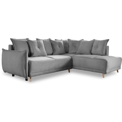 Miuform Siva sklopiva kutna garnitura od samta (s desnim kutom) Lazy Lukka &amp;ndash; Slike