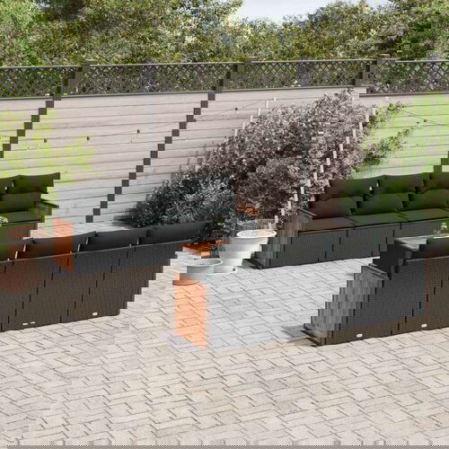  9-dijelni set vrtnih sofa s jastucima crni od poliratana Slike