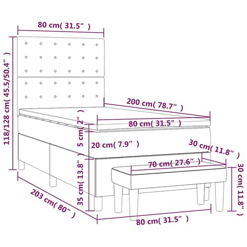 Box spring krevet s madracem tamnozeleni 80 x 200 cm bar&amp;scaron;unasti Slike