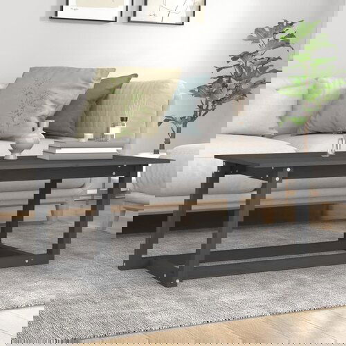 VidaXL stolić za kavu sivi 110 x 55 x 45 cm od masivne borovine Slike