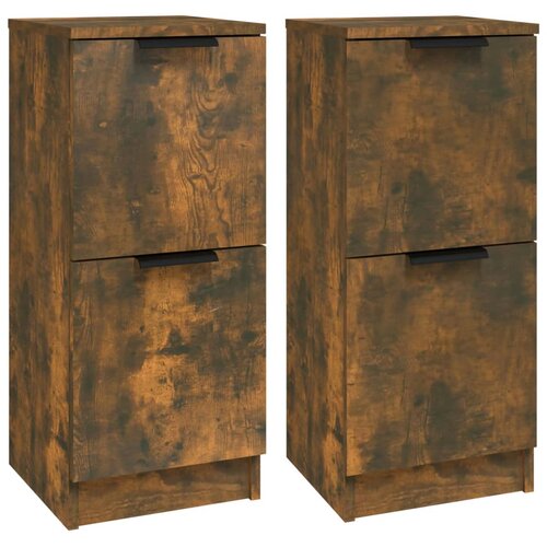 Maison Chic Komoda - Predalnik 2 kosa dimljeni hrast 30x30x70 cm konstruiran les, (21719209) Slike