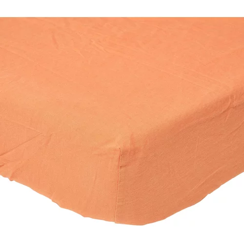 HOMESCAPES Oranžno oranžna lanena rjuha, 30 cm, 150x200 cm, prilegajoča se rjuha, 150x200 cm, (20750418)