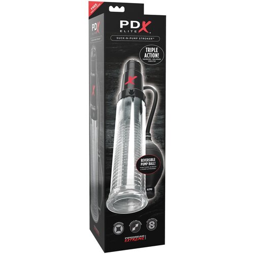 PDX Elite - 2v1 - Črpalka za penis in masturbator v enem (prosojno) Cene