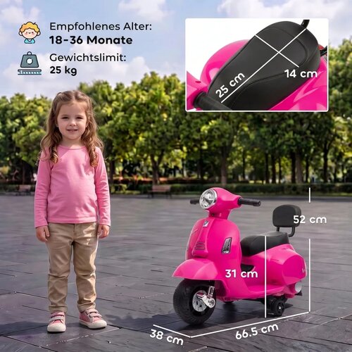  Dječji električni motocikl Mini Vespa GTS 6V 1.5-3 godine Slike
