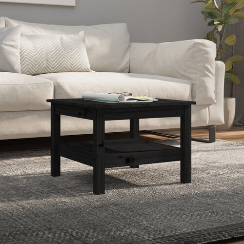 VidaXL Klubska mizica črna 55x55x40 cm trdna borovina Slike