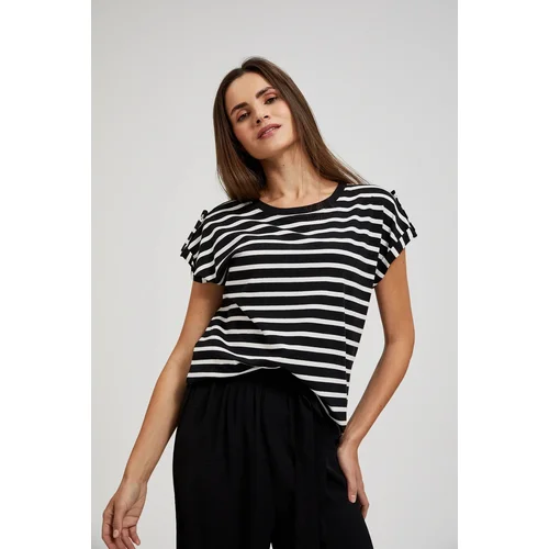 Moodo Women's striped T-shirt - black