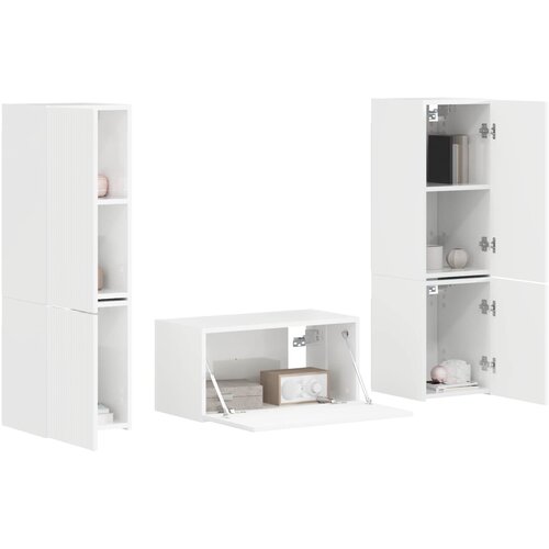  Set TV komoda 5 pcs Visoki sjaj bijela Konstruirano drvo Slike