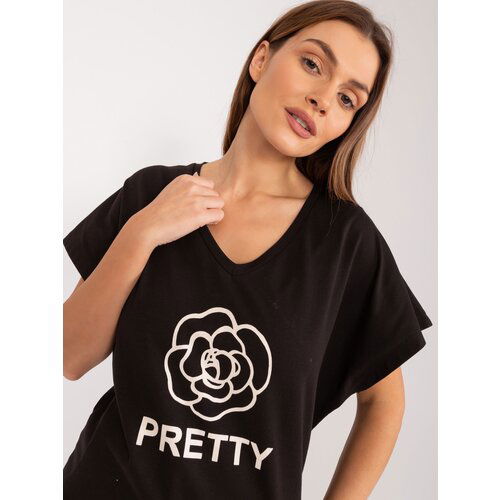 Fashion Hunters Black cotton blouse with inscription Slike