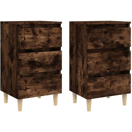  Noćni ormarići s drvenim nogama 2 kom boja hrasta 40x35x69 cm Slike