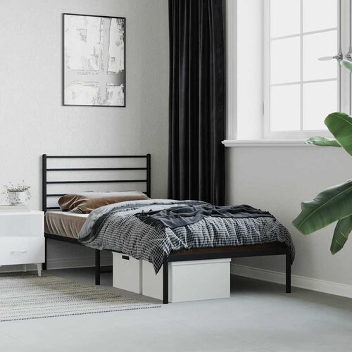  Metalni okvir za krevet s uzglavljem crni 75x190 cm Cijene