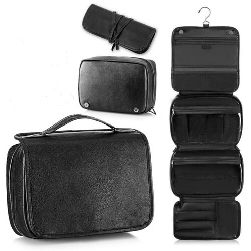 INF 3-v-1 Potovalna Toaletna Torba - Prenosni PU Usnjeni Organizator s Kljuko Black, (5000130504) Cene