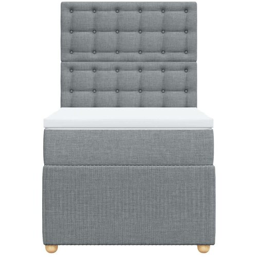 VidaXL Okvir kreveta s oprugama i madrac svjetlosivi 90x200cm tkanina Slike