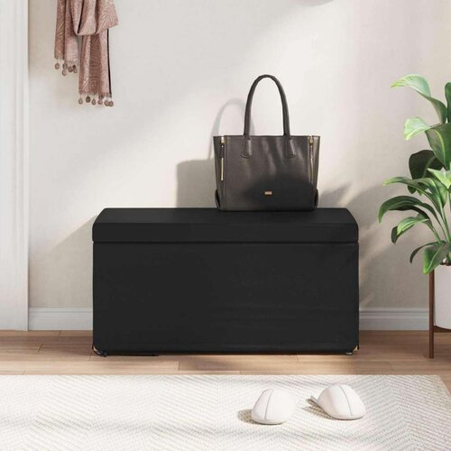  Stolica Crna 81 x 41 x 40 cm Umjetna Koža i Fino Radeći Drvo - Crna 80 cm Umjetna koža Slike