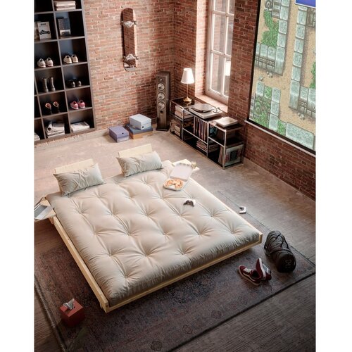 Karup Design Rjava zakonska postelja iz masivnega bora z letvenim dnom 180x200 cm Social &amp;ndash; Slike