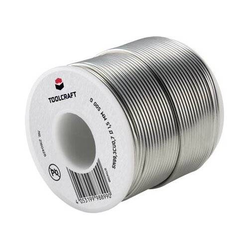 Toolcraft spajkalna žica\, neosvinčena tuljava Sn99\,3Cu0\,7 ROL1 500 g 1.5 mm, (20428491) Slike