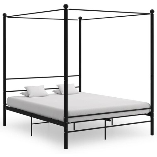  Okvir za krevet s nadstrešnicom crni metalni 160 x 200 cm Cene