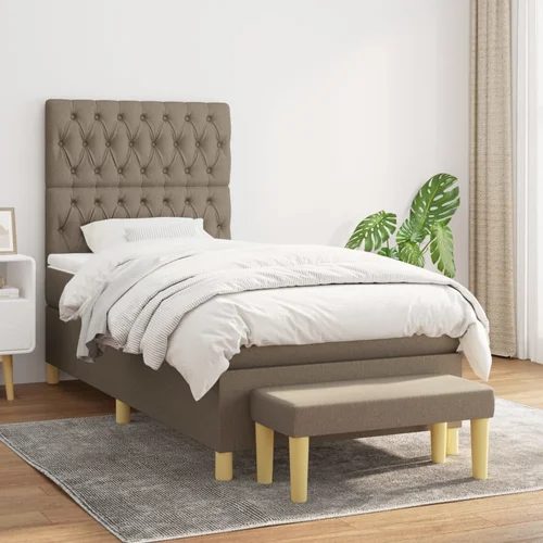 The Living Store Box spring postelja z vzmetnico taupe 100x200 cm blago - Box Spring Postelja, (21512254)