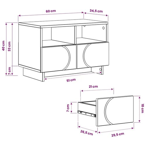  TV stalak 60 x 34 5 x 40 cm Siva Sonoma Konstruirano drvo - Siva Sonoma 60 x 34 5 x 40 cm Slike