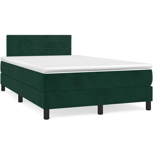 Krevet s oprugama i madracem LED tamnozelenim 120x190 cm bar&amp;scaron;un Slike