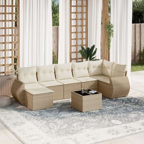  8-dijelni set vrtnih sofa od poliratana s jastucima bež Slike