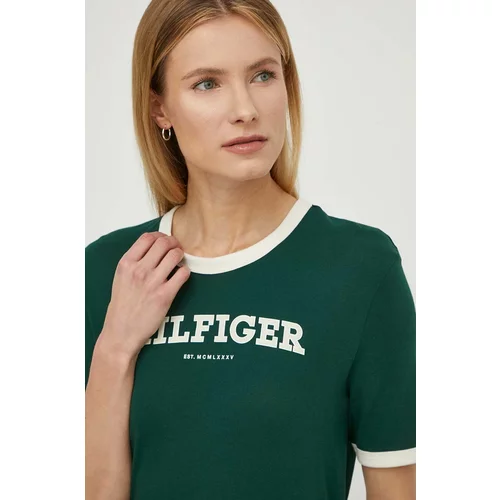Tommy Hilfiger Pamučna majica za žene, boja: zelena