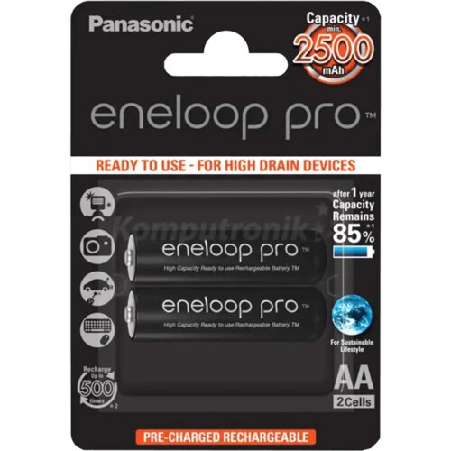 Panasonic Punjiva baterija AA eneloop pro BK-3HCDE/2BE/pak 2 kom Slike