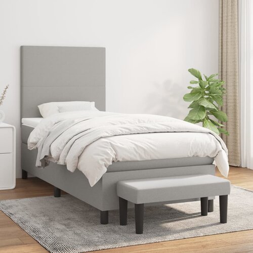 vidaXL Box spring postelja z vzmetnico svetlo siva 90x190 cm blago Cene