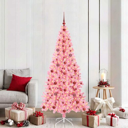  Božićno drvce s 300 LED svjetlima Ružičasta 210 cm PVC Cene