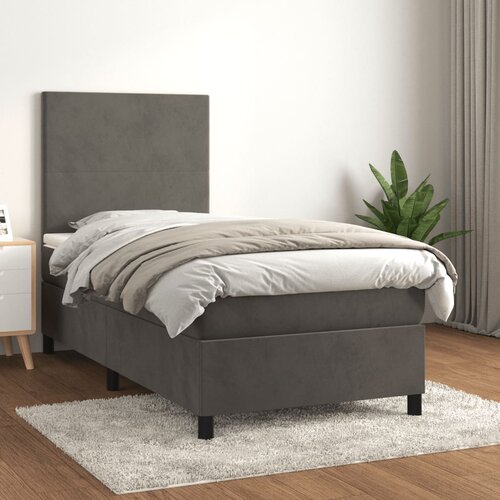 Box spring krevet s madracem tamnosivi 90x190 cm baršunasti Cene