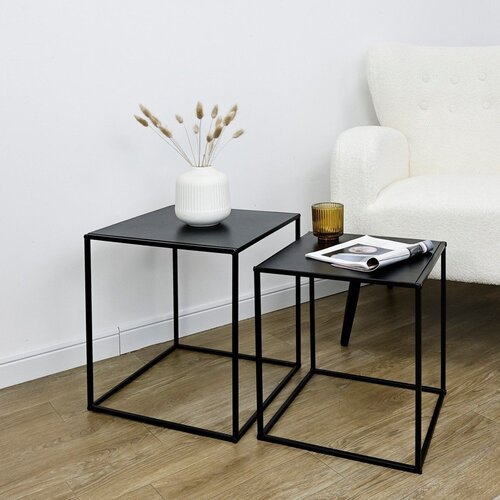 YES EVERYDAY Crni metalni stolići za kavu u setu 2 kom 38x38 cm Alrik &amp;ndash; Slike