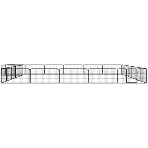  Ograda za pse s 24 panela crna 100 x 50 cm čelik obložen prahom Slike