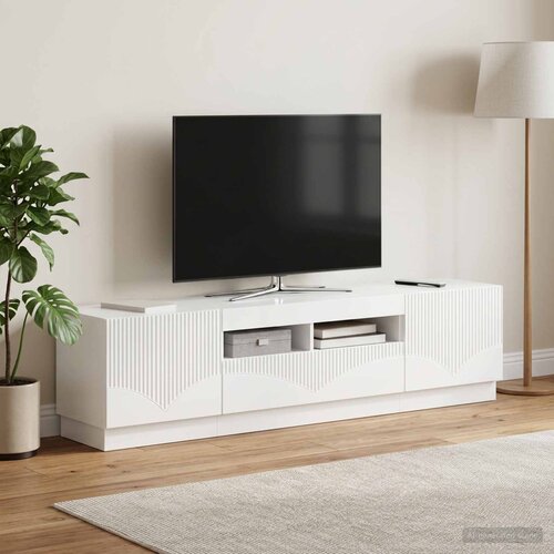 LED TV kabinet HOORN 3 kom. Bijela visokog sjaja 81 x 35 x 40 cm Slike