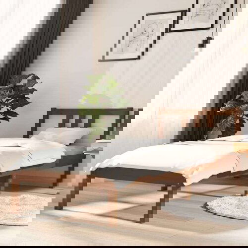  Posteljni okvir medeno rjav iz trdnega lesa 75x190 cm 2FT6, (20644768) Slike