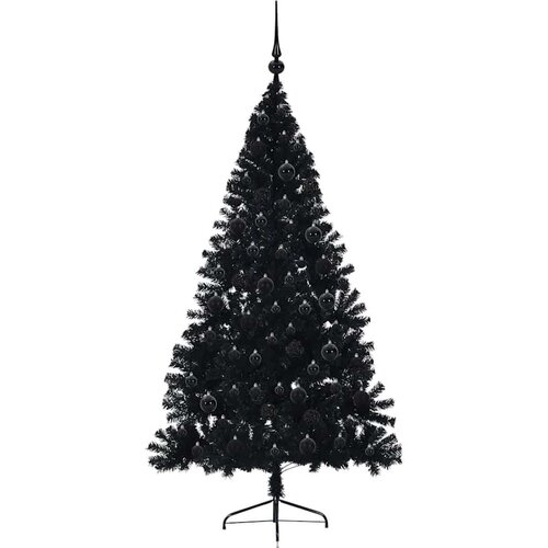 VidaXL Umjetno predsvijetljeno božićno drvce Crna 180 cm PVC Slike
