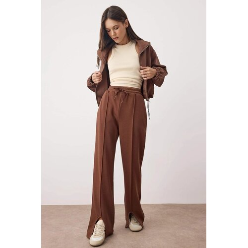 TRENDYOLMILLA ženske pantalone Twoaw26Ea00008, braon Slike