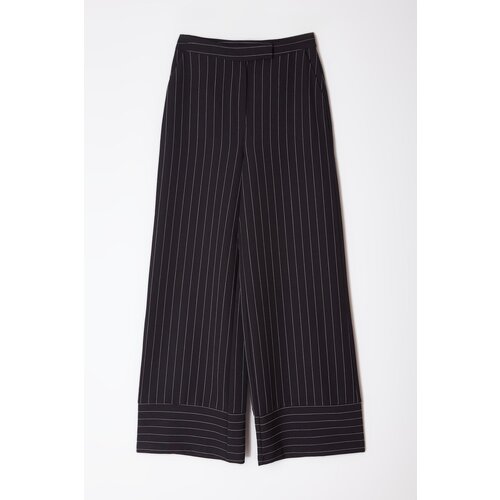 Trendyol black Striped Wide Leg Trousers Cene