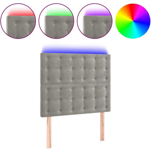 Maison Chic led posteljno vzglavje - vzglavna omarica - nočna omarica svetlo sivo 80x5x118/128 cm žamet, (21711059) Cene