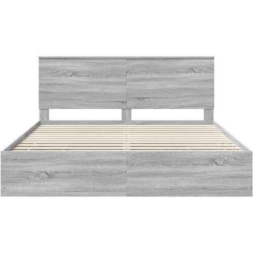  Krevetna konstrukcija Siva Sonoma 200 x 200 cm Inženjersko Drvo Slike