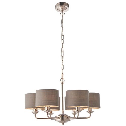  Endon 94381 - Luster na lancu HIGHCLERE 6xE14/28W/230V siva/sjajni hrom Cene